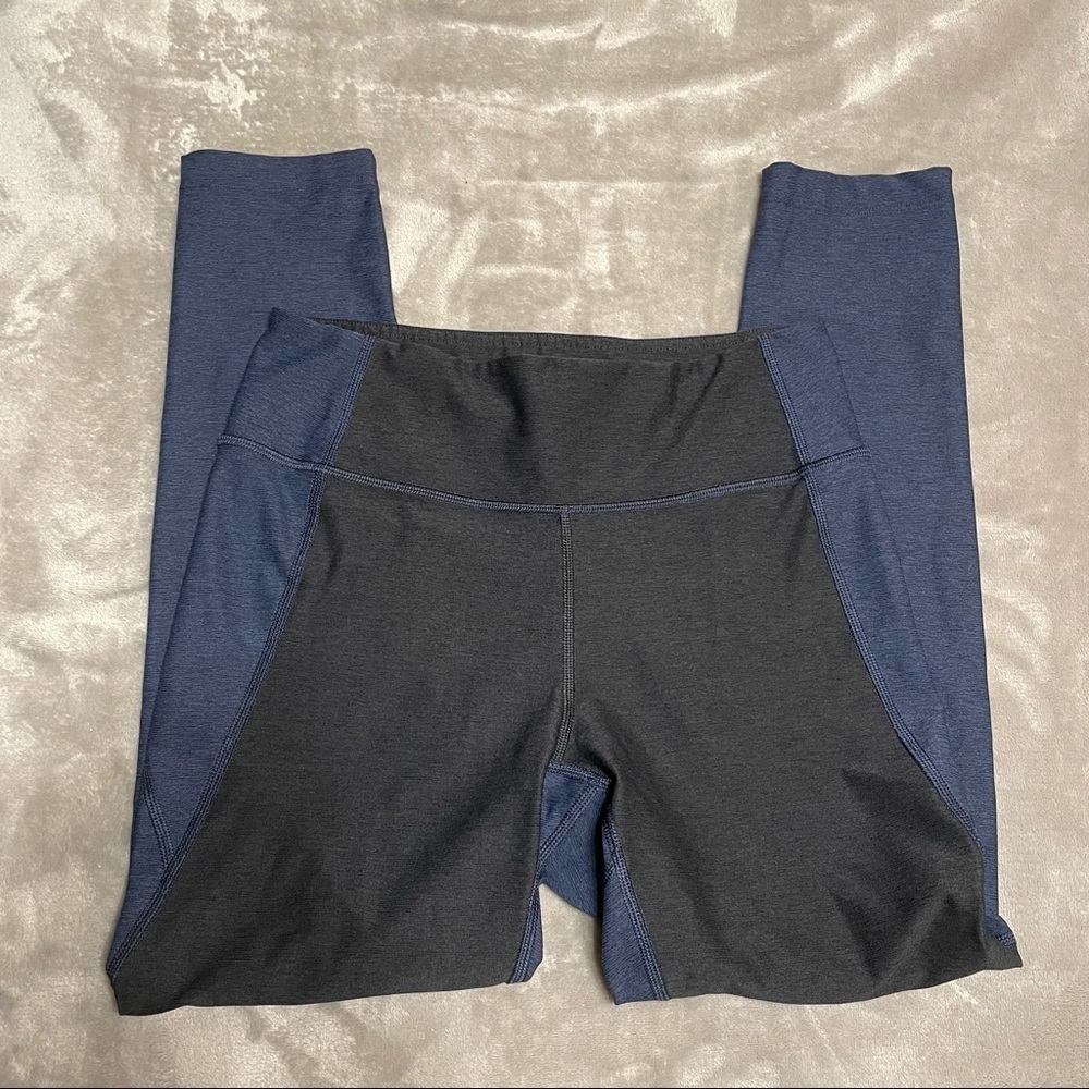 Outdoor Voices blue and charcoal gray leggings workout athletic comfortable